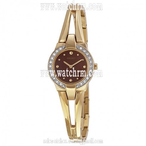 Seiko Solar Brown Dial Gold-plated Ladies Watch SUP208