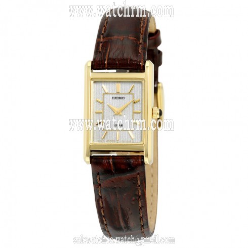 Seiko Champagne Dial Brown Leather Ladies Watch SUP252