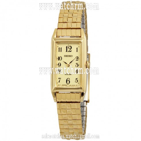 Seiko Solar Champagne Dial Gold-plated Ladies Watch SUP230