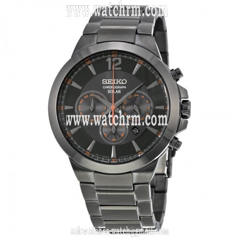 Seiko Solar Chronograph Black Dial Black Ion-Plated Stainless Steel Men's Watch SSC323