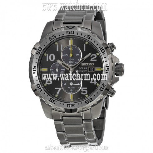 Seiko Solar Chronograph Black Dial Gray Ion-plated Men's Watch SSC307
