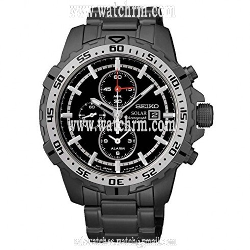 Seiko Solar Chronograph Black Dial Gunmetal Ion-plated Men's Watch SSC301