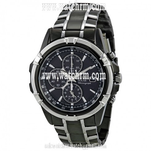 Seiko Solar Chronograph Black Dial Men's Watch SSC143