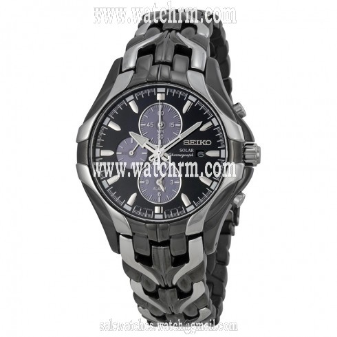 Seiko Solar Chronograph Black Dial Stainless Steel Men's Watch SSC139