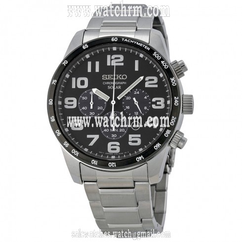 Seiko  Solar Chronograph Black Dial Stainless Steel Men's Watch SSC229