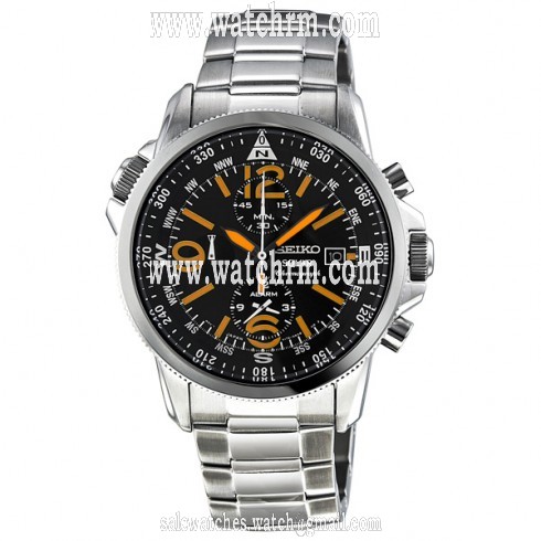 Seiko Solar Chronograph Black Dial Stainless Steel Men's Watch SSC077