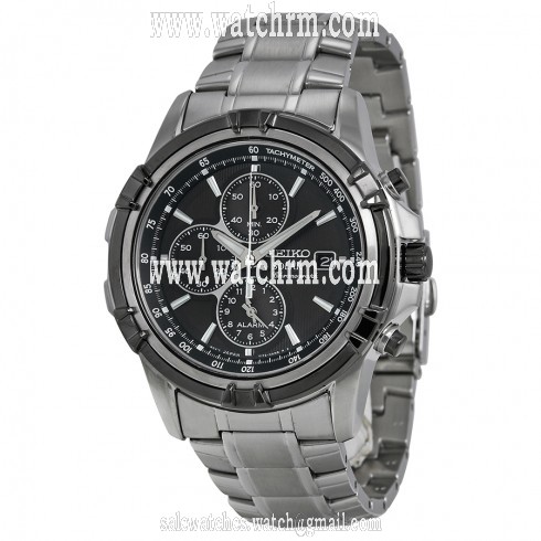 Seiko Solar Chronograph Black Dial Stainless Steel Men's Watch SSC147