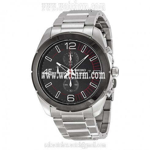 Seiko Solar Chronograph Black Dial Stainless Steel Men's Watch SSC215