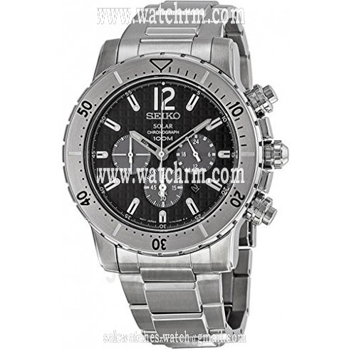 Seiko Solar Chronograph Black Dial Stainless Steel Men's Watch SSC223P1