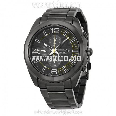 Seiko Solar Chronograph Black Dial Stainless Steel Men's Watch Watch SSC217