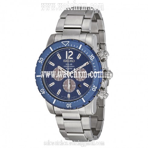 Seiko Solar Chronograph Blue Dial Stainless Steek Men's Watch SSC247