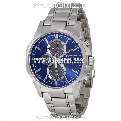 Seiko Solar Chronograph Blue Dial Stainless Steel Men's Watch SSC085