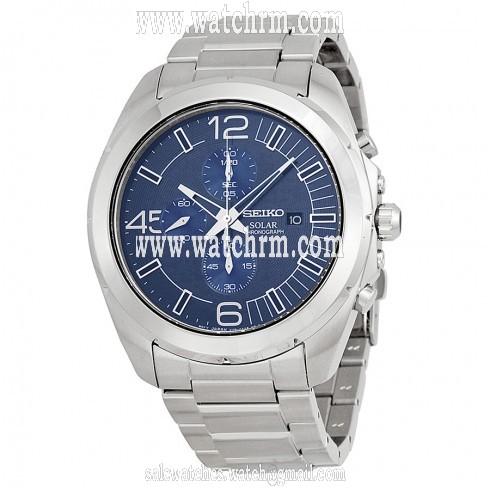 Seiko Solar Chronograph Blue Dial Stainless Steel Men's Watch SSC201