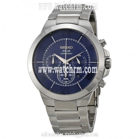 Seiko Solar Chronograph Blue Dial Stainless Steel Men's Watch SSC281