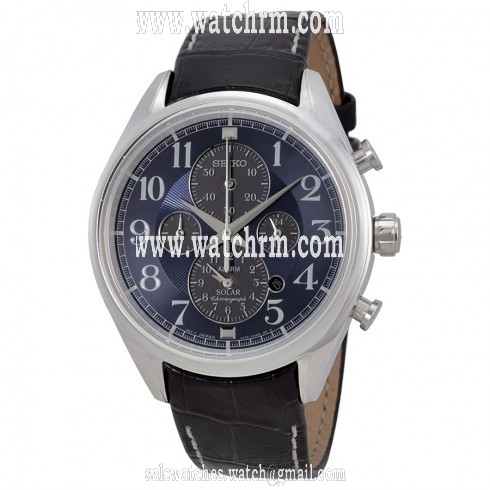 Seiko Solar Chronograph Blue Dial Stainless Steel Men's Watch SSC209