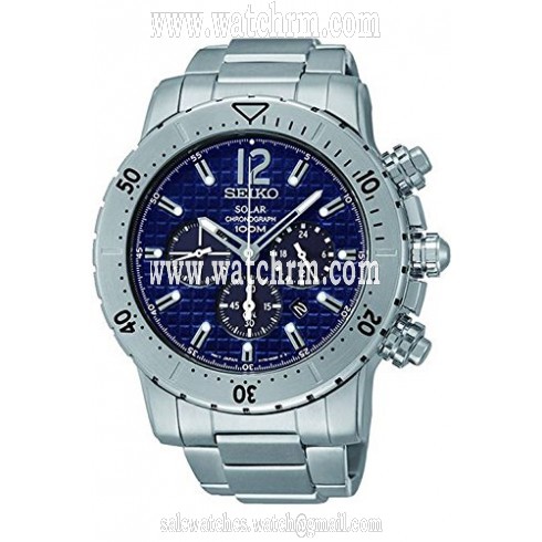 Seiko Solar Chronograph Blue Dial Stainless Steel Men's Watch SSC221P1