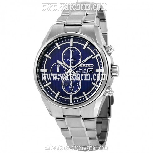Seiko Solar Chronograph Blue Dial Titanium Men's Watch SSC365