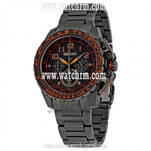 Seiko Solar Chronograph Flight Computer Black Dial Black-plated Men's Watch SSC277