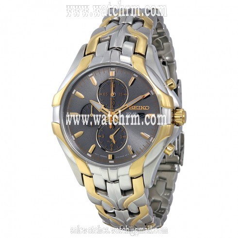 Seiko Solar Chronograph Grey Dial Two-tone Men's Watch SSC138