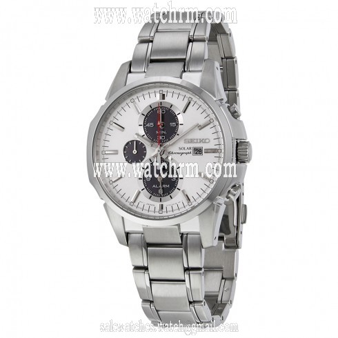 Seiko Solar Chronograph White Dial Stainless Steel Men's Watch SSC083P1