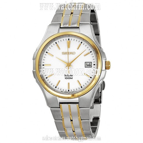 Seiko Solar Dress White Dial Two-tone Men's Watch SNE122