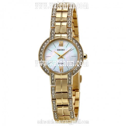 Seiko Solar Mother of Pearl Dial Gold-tone Ladies Watch SE-SUP200