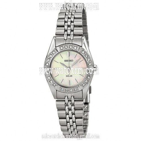 Seiko Solar Mother Of Pearl Dial Stainless Steel Ladies Watch SUP093