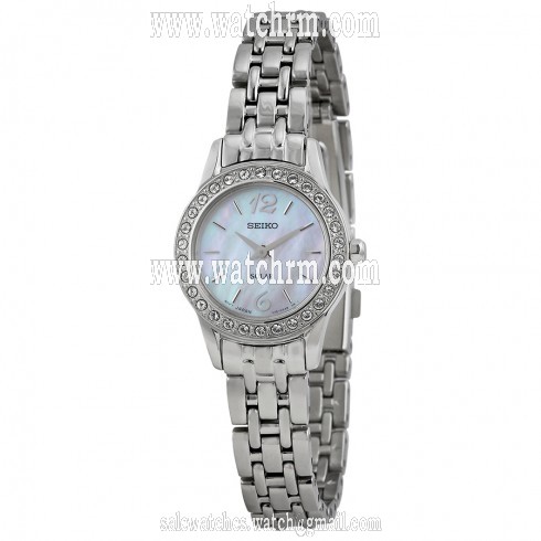 Seiko Solar Mother Of Pearl Dial Stainless Steel Ladies Watch SUP125