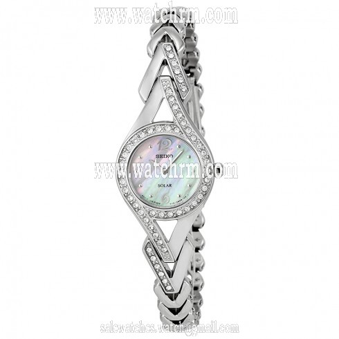 Seiko Solar Mother of Pearl Dial Stainless Steel Ladies Watch SUP173