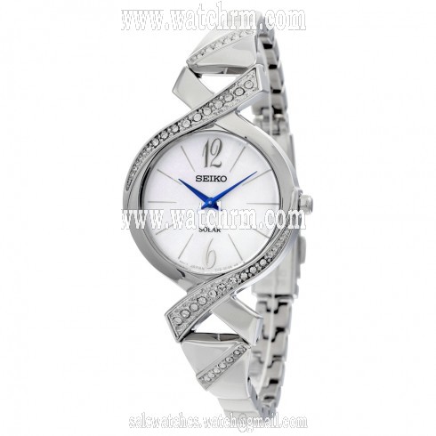 Seiko Solar Mother of Pearl Dial Stainless Steel Ladies Watch SUP263