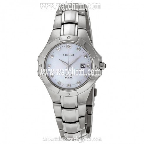 Seiko Solar Mother of Pearl Dial Stainless Steel Ladies Watch SUT125