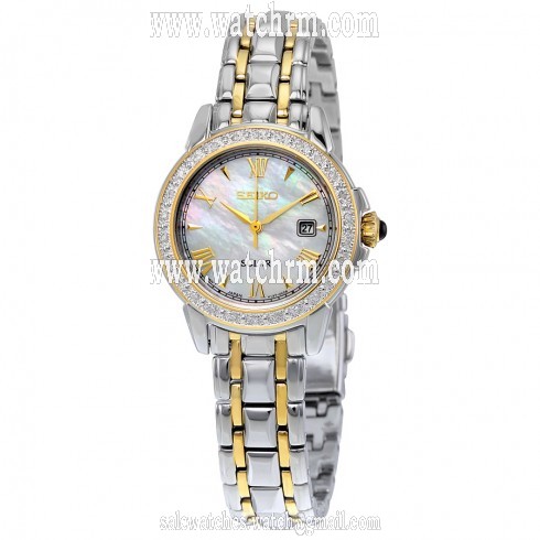 Seiko Solar Mother of Pearl Dial Two-tone Ladies Watch SUT170