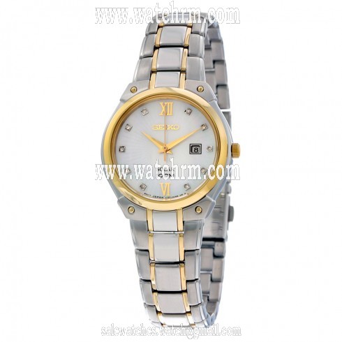 Seiko Solar Mother of Pearl Dial Two-tone Ladies Watch SUT214