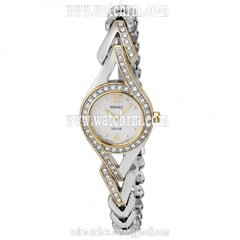 Seiko Solar Mother Of Pearl Dial Two-Tone Stainless Steel Ladies Watch SUP174
