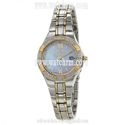 Seiko Solar Mother Of Pearl Dial Two-tone Stainless Steel Ladies Watch SUT068