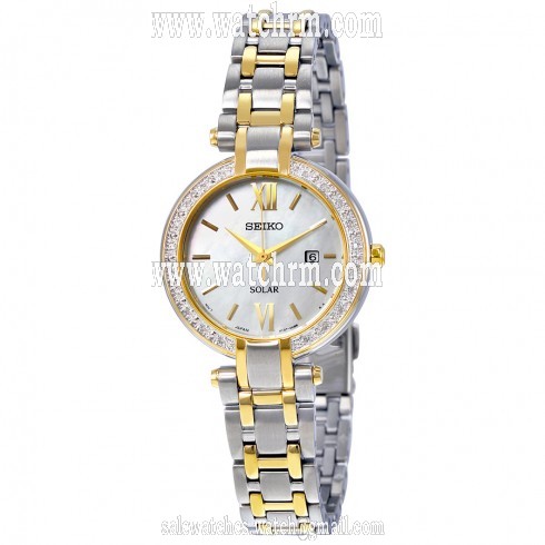 Seiko Solar Mother of Pearl Two-tone Ladies Watch SUT198