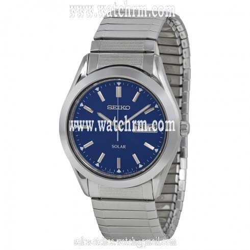 Seiko Solar Quartz Blue Dial Stainless Steel Men's Watch SNE057