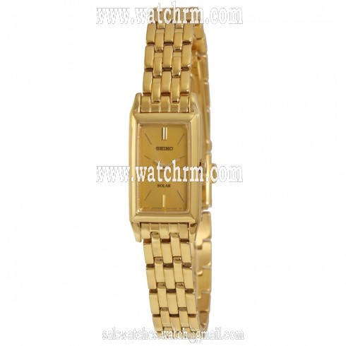 Seiko Solar Quartz Champagne Dial Gold-tone Ladies Watch SUP030