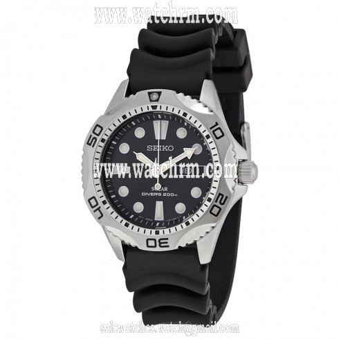 Seiko Solar Quartz Dive Black Dial Men's Watch SNE107P2