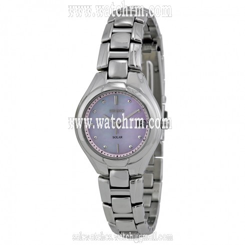 Seiko Solar Quartz Pink Dial Ladies Watch SUT063
