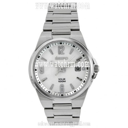 Seiko Solar Quartz Silver Dial Stainless Steel Men's Watch SNE209
