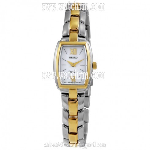 Seiko Solar Quartz Two-tone Tonneau Ladies Watch SUP070