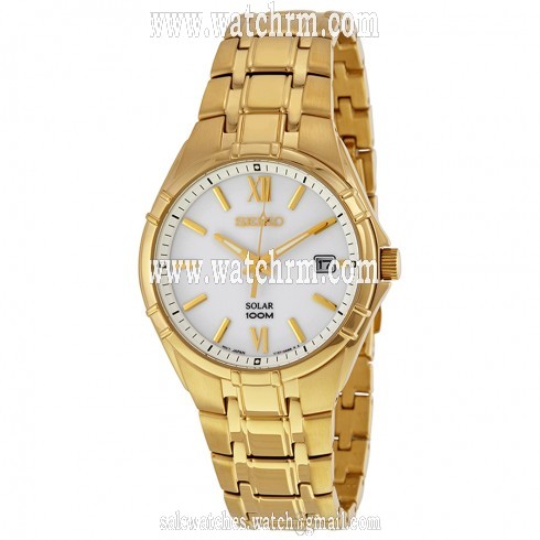 Seiko Solar Quartz White Dial Men's Watch SNE218