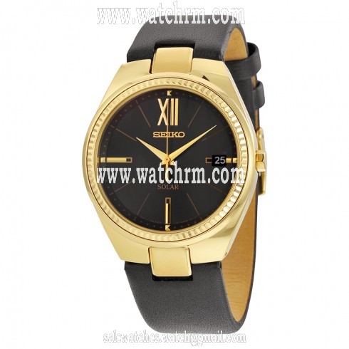 Seiko Solar Recraft Black Dial Black Leather Ladies Watch SNE876