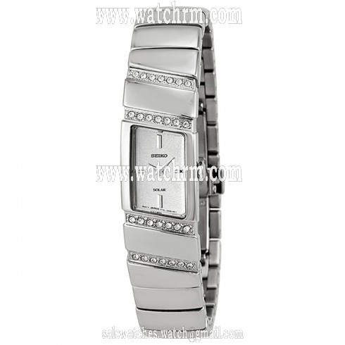 Seiko Solar Silver Dial Swarovski Crystal Ladies Watch Sup167
