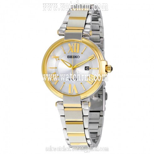 Seiko Solar Silver Dial Two-tone Ladies Watch SUT174