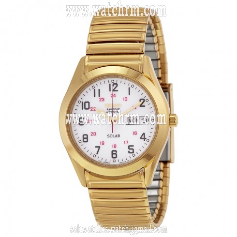 Seiko Solar White Dial Gold-tone Men's Watch SNE064