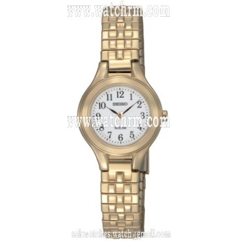 Seiko Solar White Dial Gold-tone Stainless Steel Ladies Watch SUP102