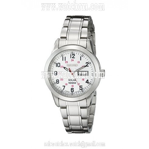 Seiko Solar White Dial Stainless Steel Ladies Watch SUT167