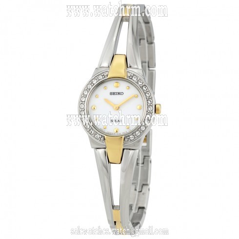 Seiko Solar White Dial Two-tone Ladies Watch SUP206